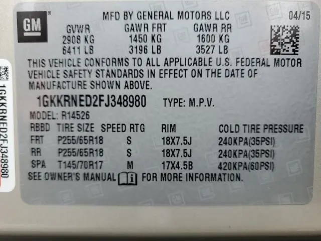 2015 GMC ACADIA SLE  