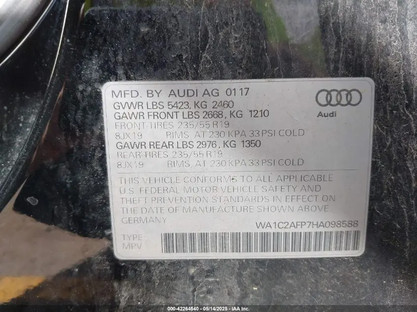 2017 AUDI Q5 2.0T PREMIUM