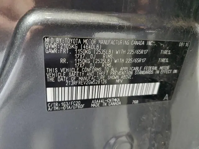 2016 TOYOTA RAV4 XLE  