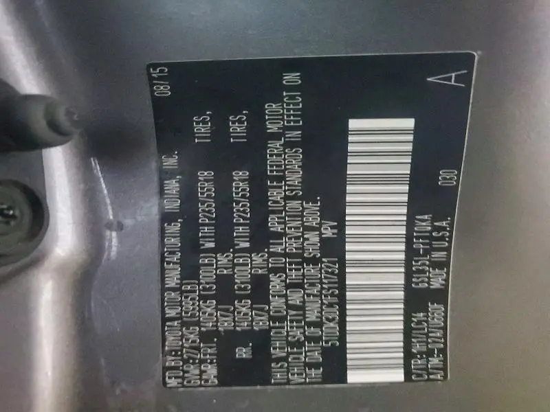 2015 TOYOTA SIENNA XLE  