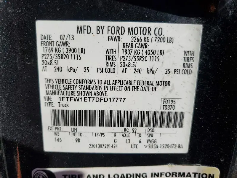 2013 FORD F150 SUPERCREW  