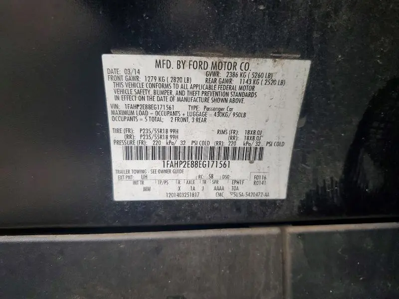 2014 FORD TAURUS SEL  