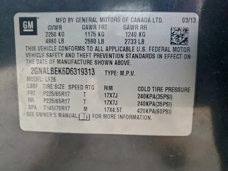 2013 CHEVROLET EQUINOX LS  