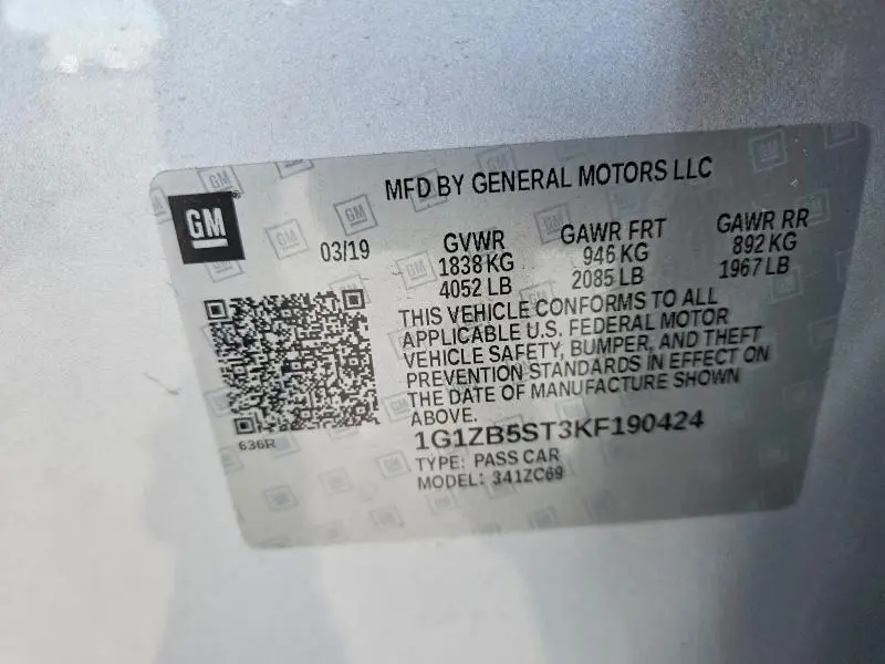 2019 CHEVROLET MALIBU LS  