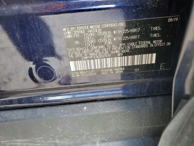 2019 TOYOTA RAV4 XLE  