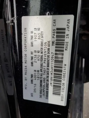 2017 MAZDA 3 GRAND TOURING  