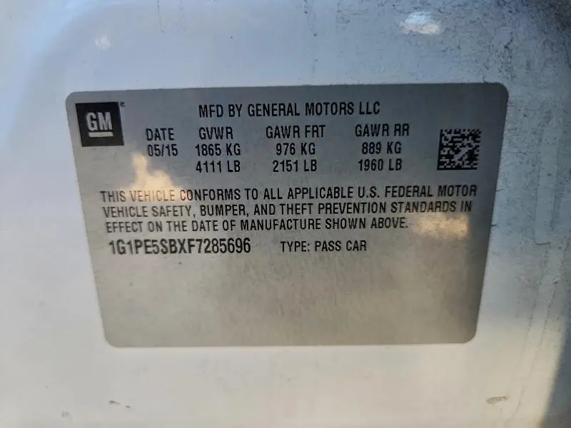 2015 CHEVROLET CRUZE LT  