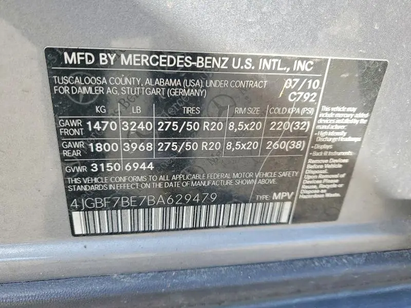 2011 MERCEDES-BENZ GL 450 4MATIC  