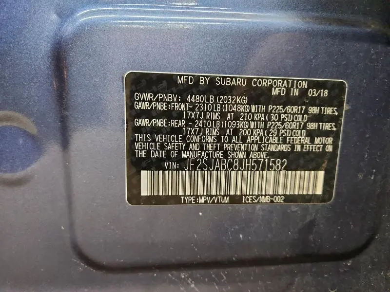 2018 SUBARU FORESTER 2.5I  