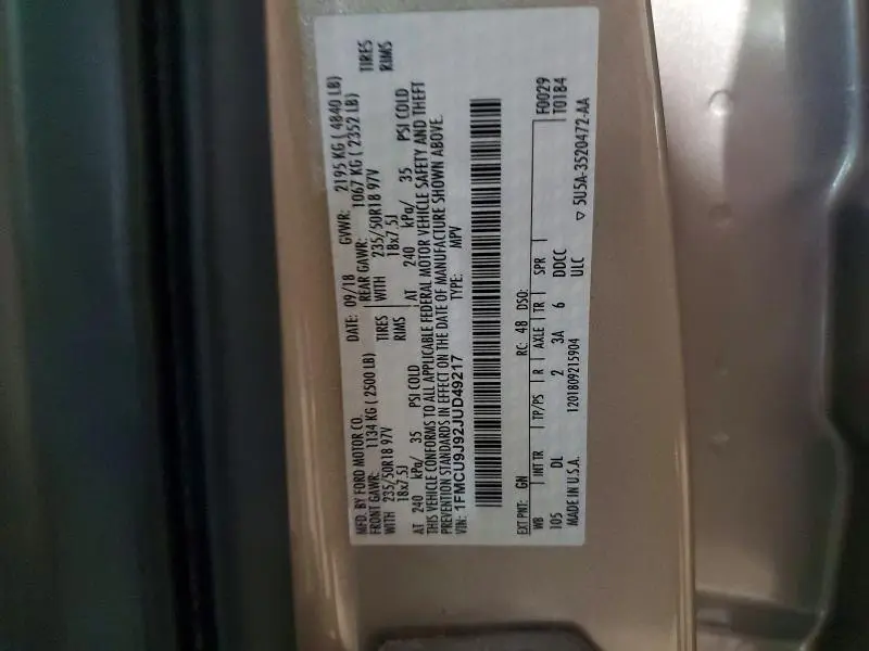 2018 FORD ESCAPE TITANIUM  