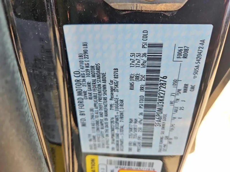 2019 FORD FUSION SEL  