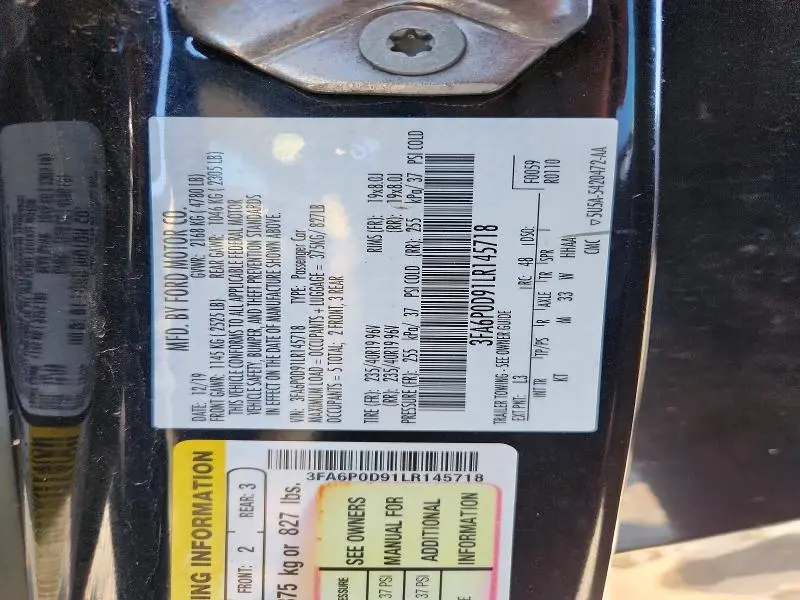 2020 FORD FUSION TITANIUM  