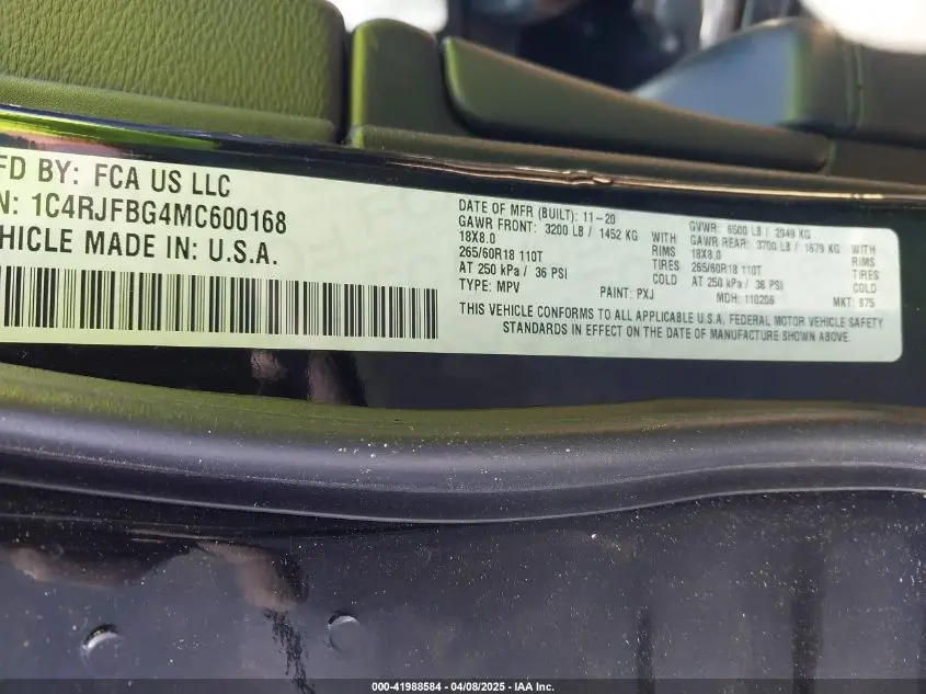 2021 JEEP GRAND CHEROKEE LIMITED