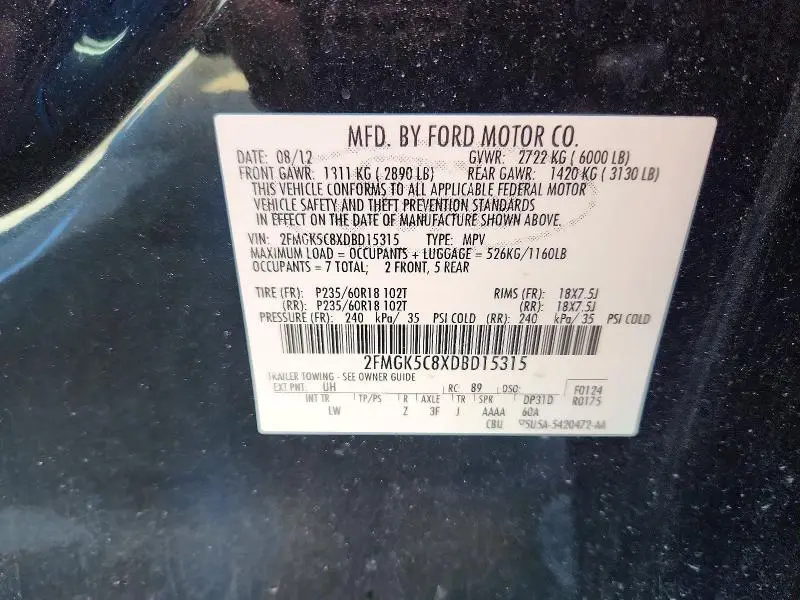 2013 FORD FLEX SEL  