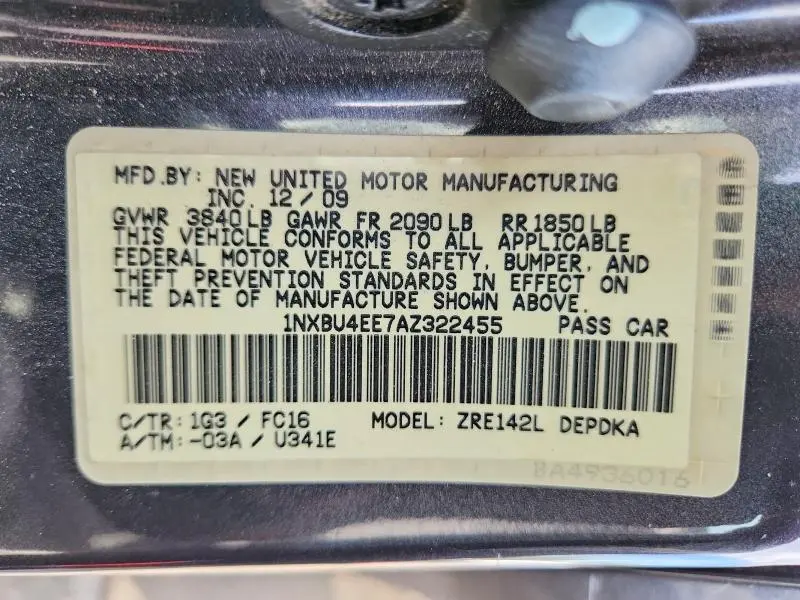 2010 TOYOTA COROLLA LE  