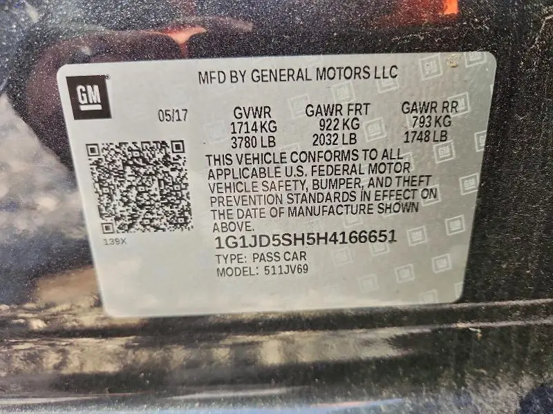 2017 CHEVROLET SONIC LT  