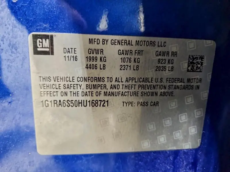 2017 CHEVROLET VOLT LT  