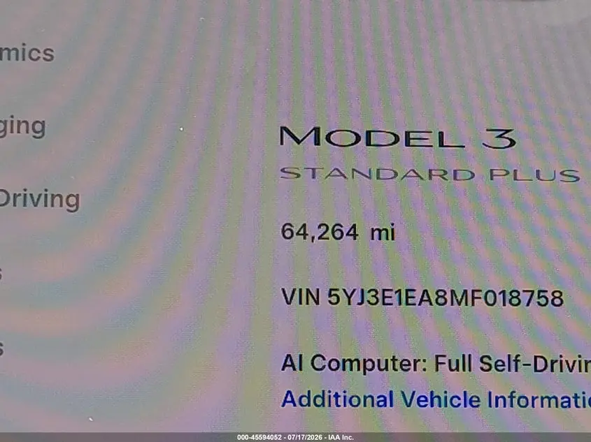 2021 TESLA MODEL 3 STANDARD RANGE PLUS REAR-WHEEL DRIVE