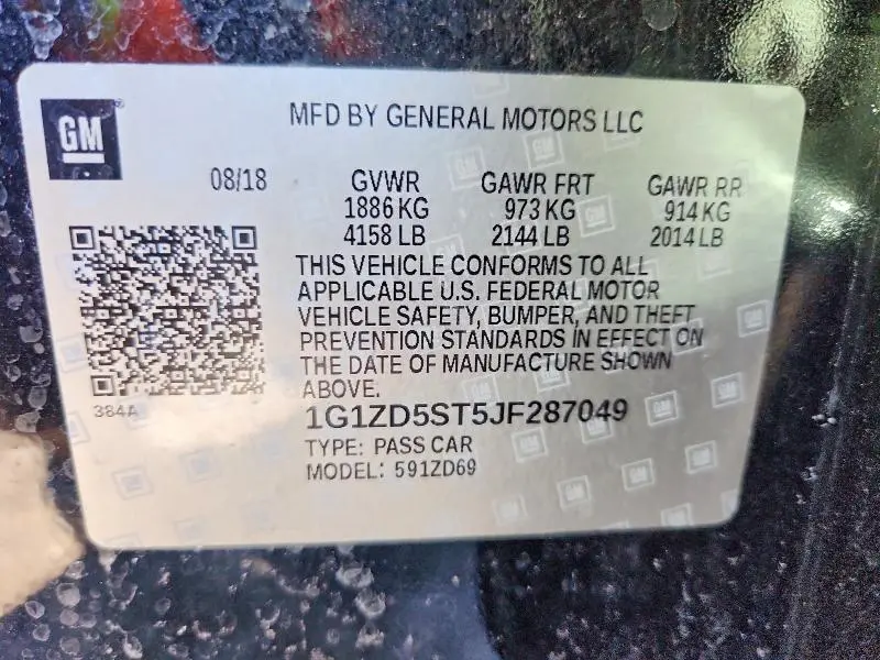 2018 CHEVROLET MALIBU LT  