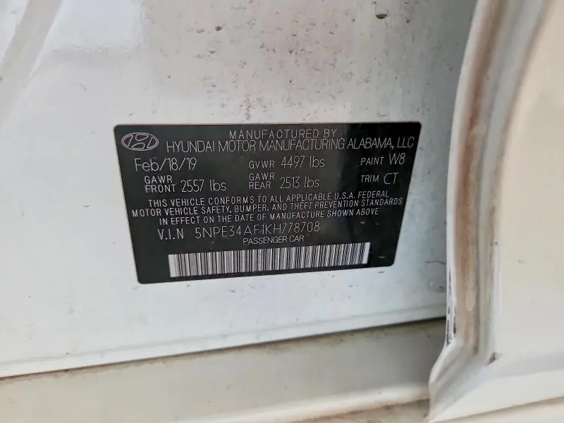 2019 HYUNDAI SONATA LIMITED  