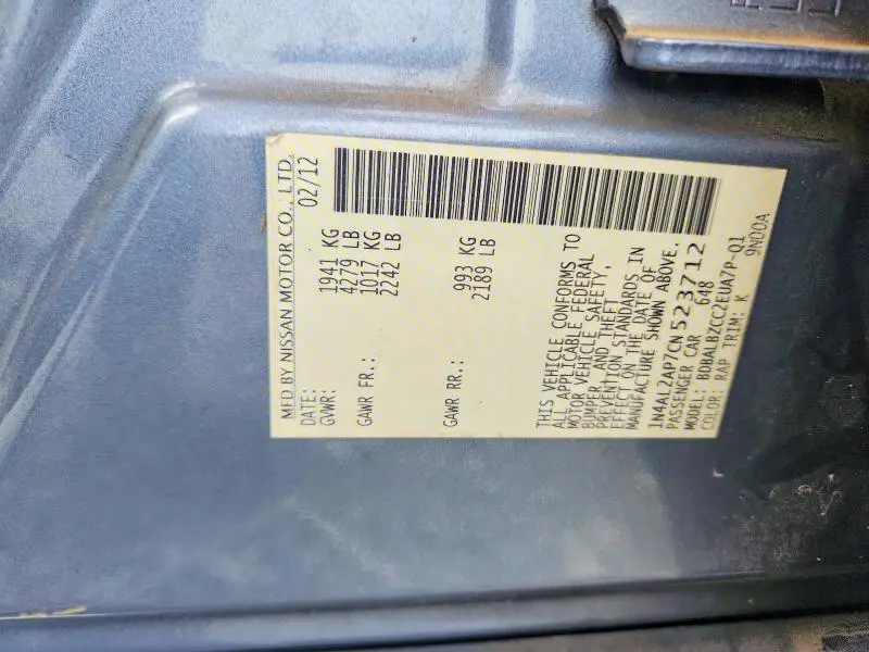2012 NISSAN ALTIMA 2.5  