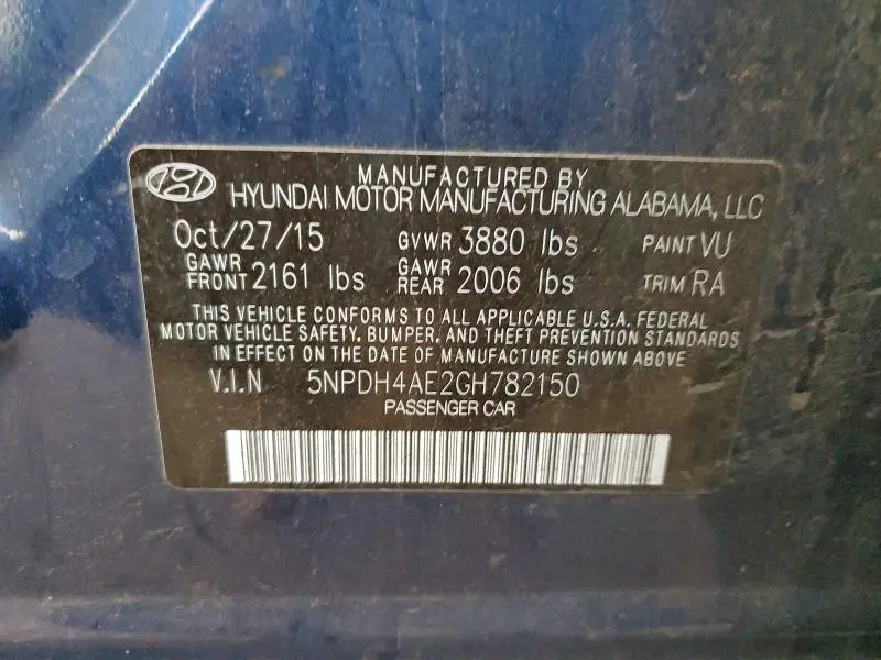 2016 HYUNDAI ELANTRA SE  