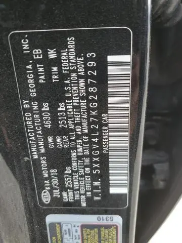 2019 KIA OPTIMA SXL  