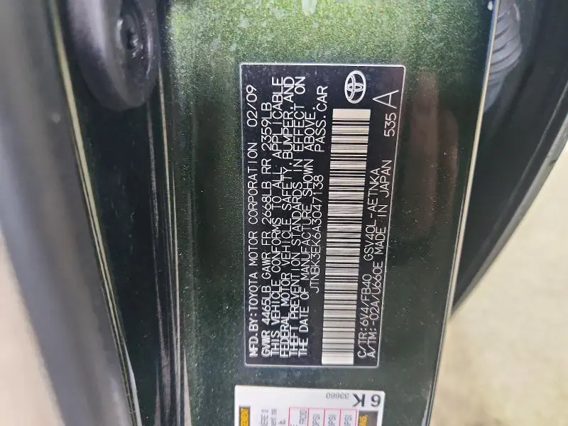 2010 TOYOTA CAMRY LE V6  