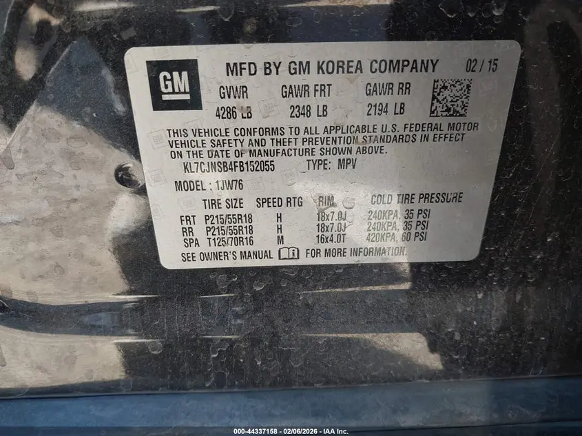 2015 CHEVROLET TRAX LTZ