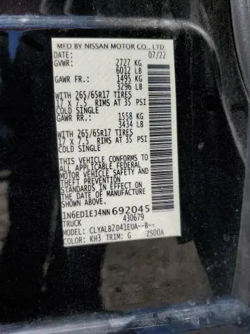 2022 NISSAN FRONTIER S  