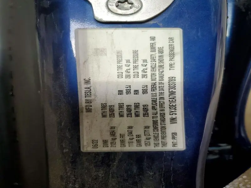 2022 TESLA MODEL 3   