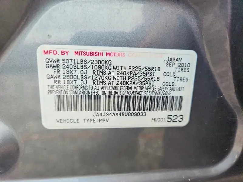 2011 MITSUBISHI OUTLANDER XLS  