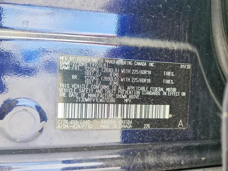 2020 TOYOTA RAV4 LIMITED  