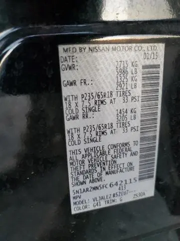 2015 NISSAN PATHFINDER S  