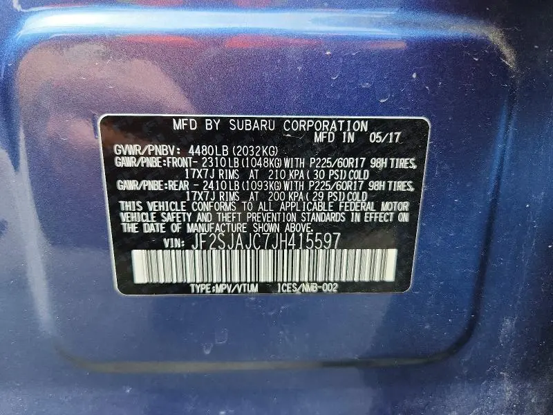 2018 SUBARU FORESTER 2.5I LIMITED  