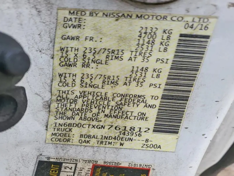 2016 NISS FRONTIER S