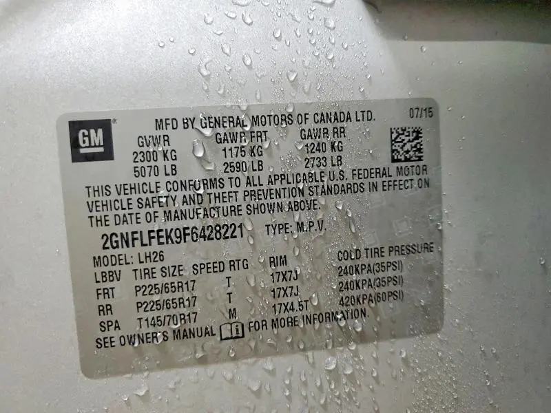 2015 CHEVROLET EQUINOX LT  