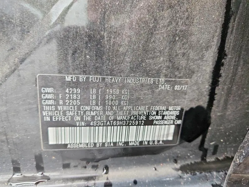 2017 SUBARU IMPREZA LIMITED  