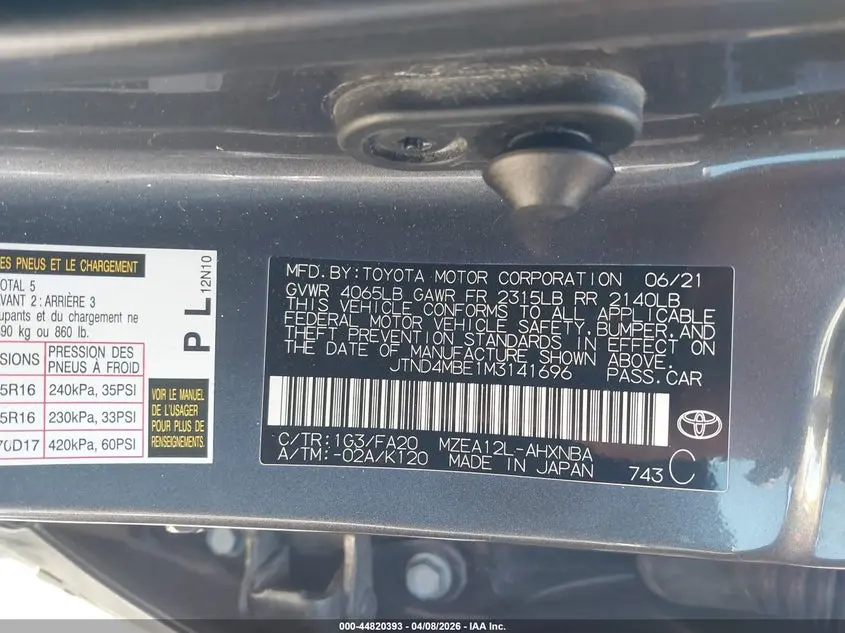 2021 TOYOTA COROLLA SE