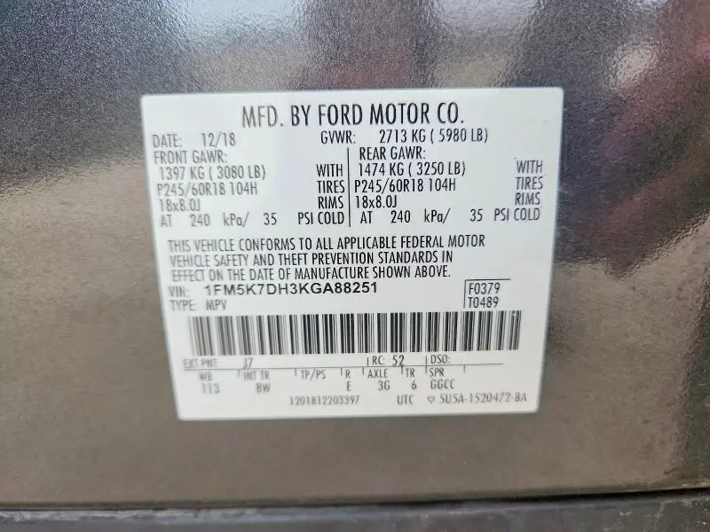 2019 FORD EXPLORER XLT  