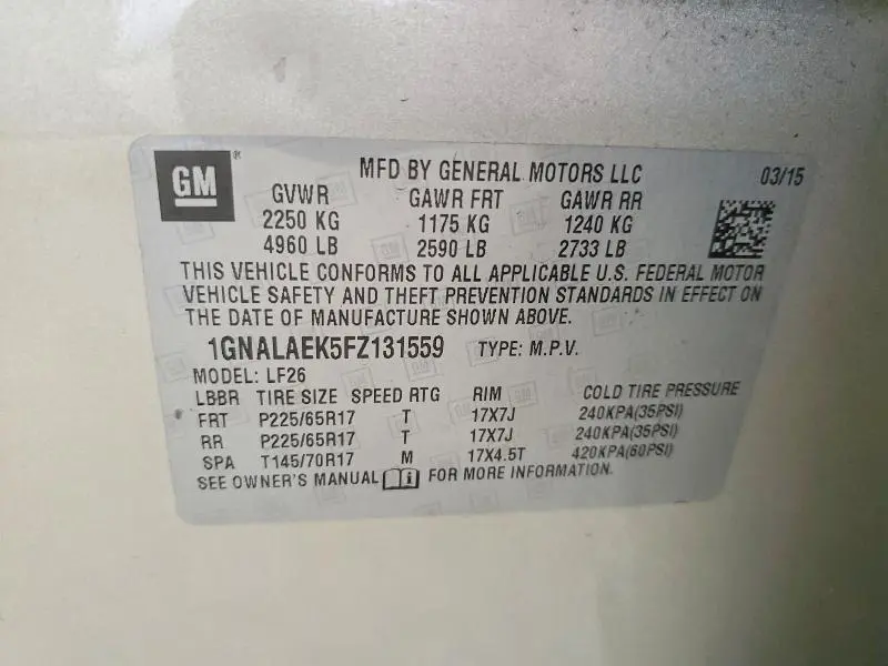 2015 CHEVROLET EQUINOX LS  