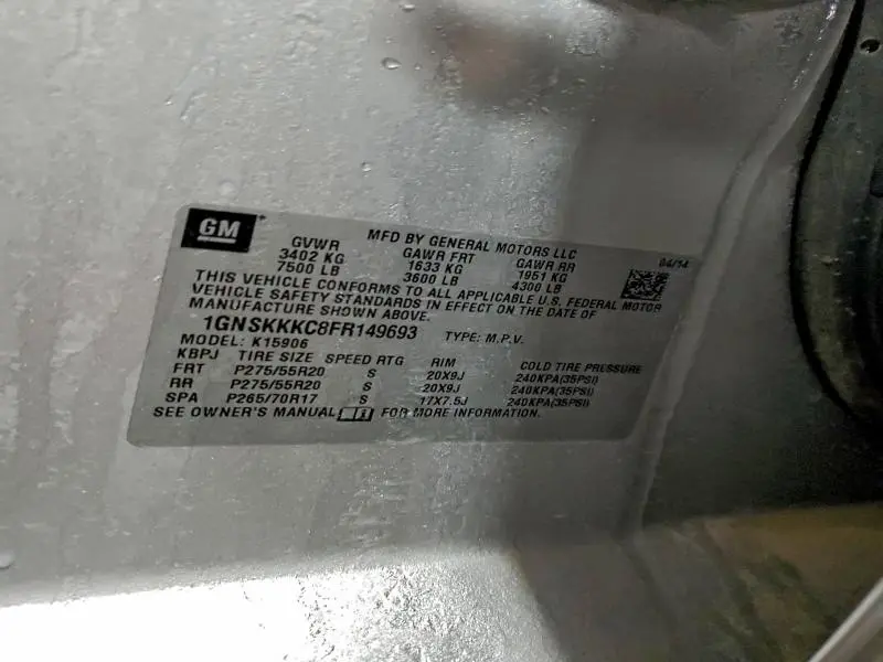 2015 CHEVROLET SUBURBAN K1500 LTZ  