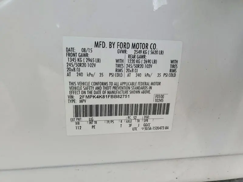 2015 FORD EDGE TITANIUM  