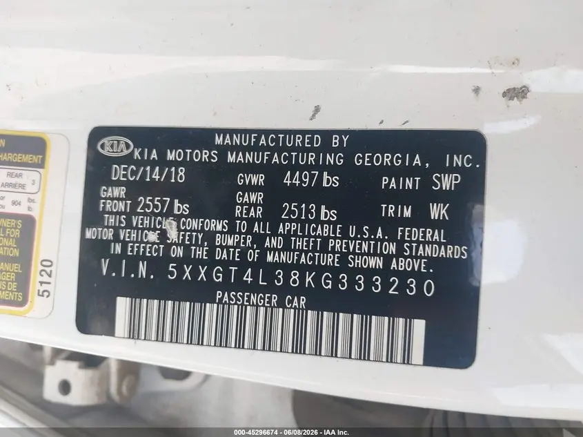 2019 KIA OPTIMA LX