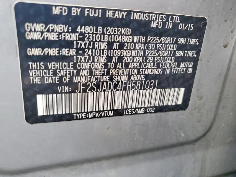 2015 SUBARU FORESTER 2.5I PREMIUM  