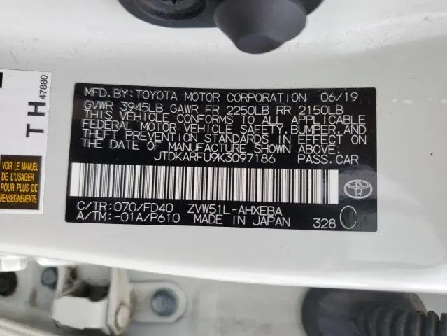 2019 TOYOTA PRIUS   