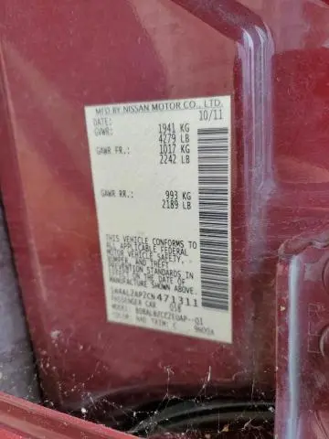 2012 NISSAN ALTIMA BASE  