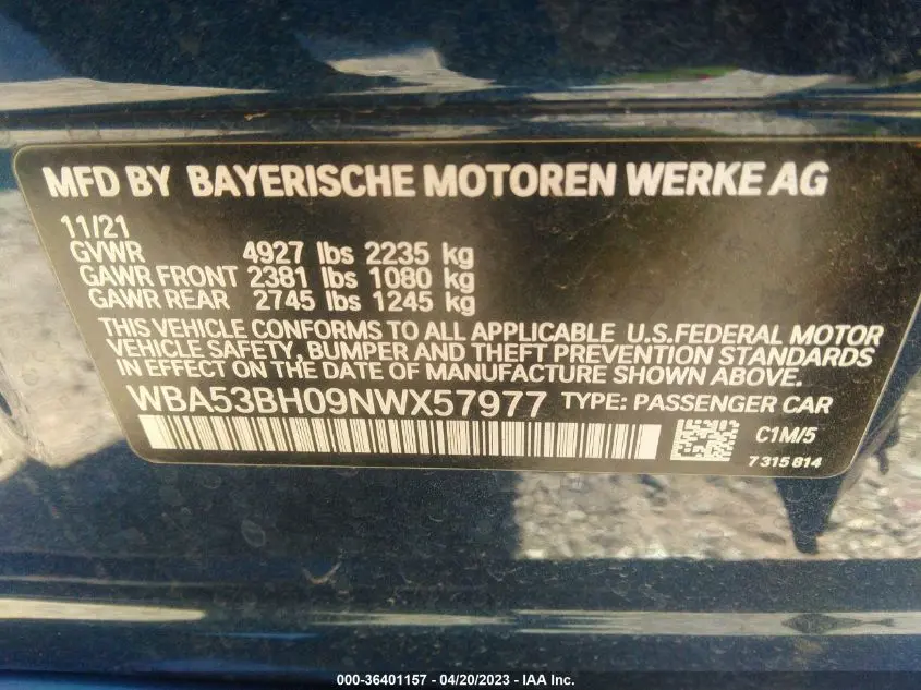 2022 BMW 5 SERIES 530I