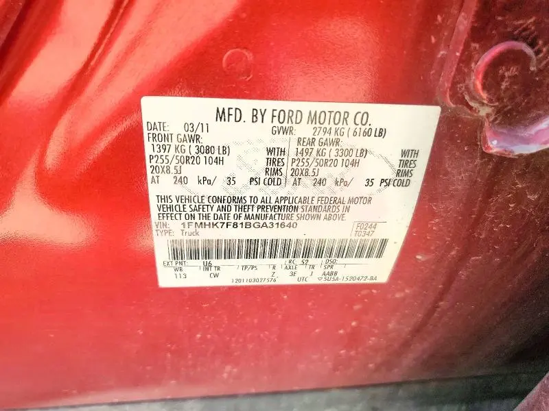 2011 FORD EXPLORER LIMITED  
