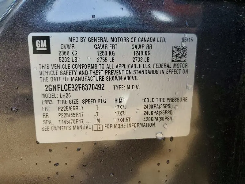 2015 CHEVROLET EQUINOX LT  